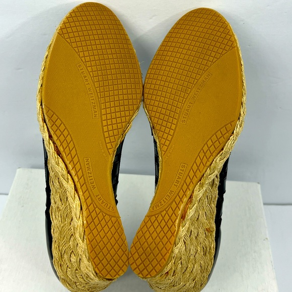 STUART WEITZMAN PATENT, TOE WEDGE, ESPADRILLES, BLACK, SIZE 9M, WOMEN’S SHOES - Picture 13 of 16